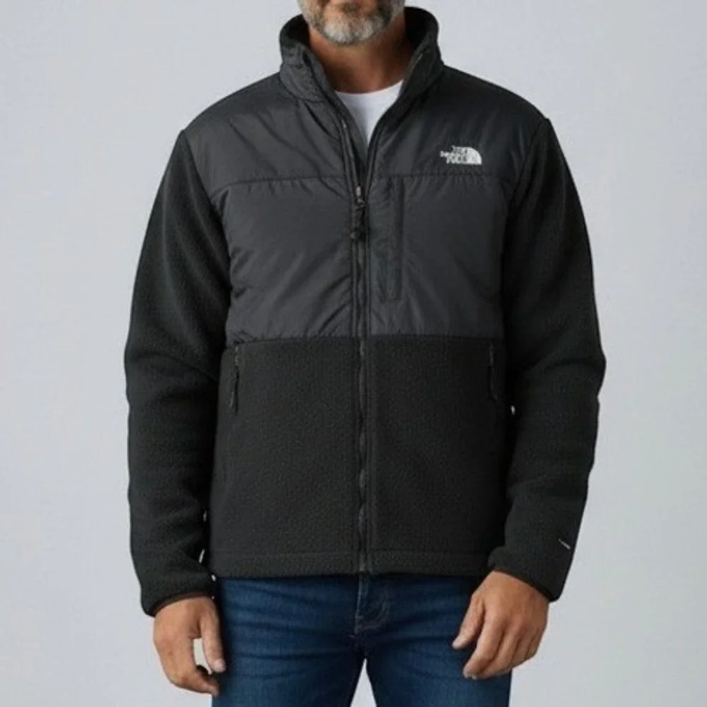 The North Face Denali Fleece Jacket Mens Large Black Full Zip Nylon Vintage